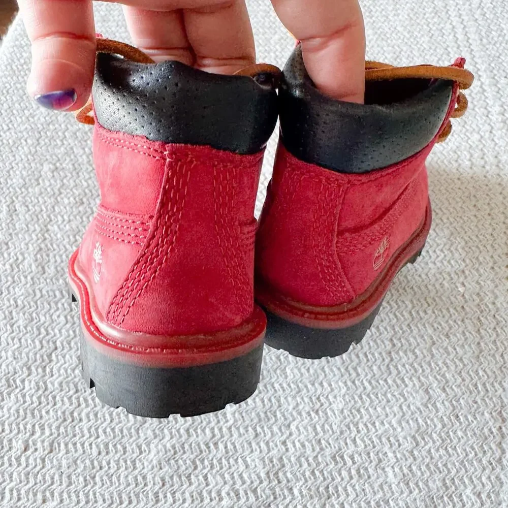Timberland Red Suede 6 Inch Premium Toddler Boots Size 6 Streetwear Edgy
